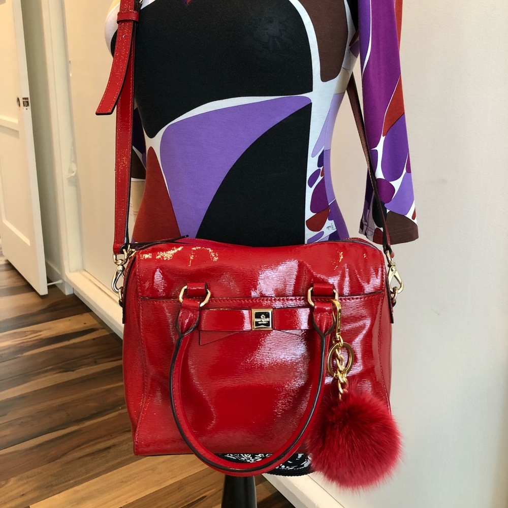 Kate Spade red patent leather bag with bow